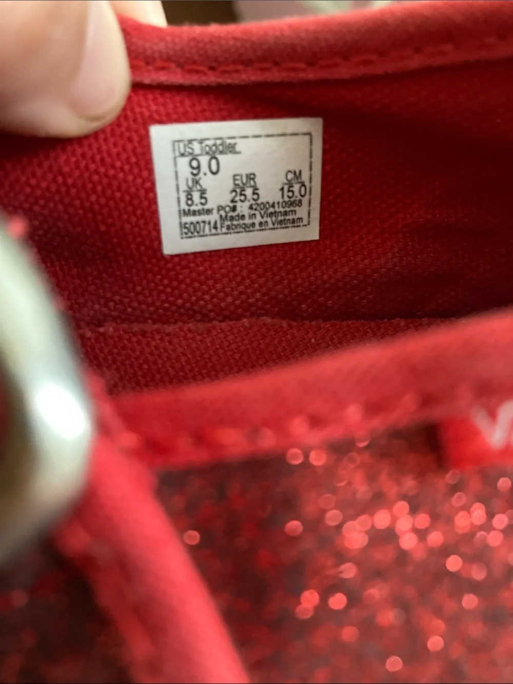 Vans Kids Red Glitter Mary Jane Buckle Shoes Sz 9